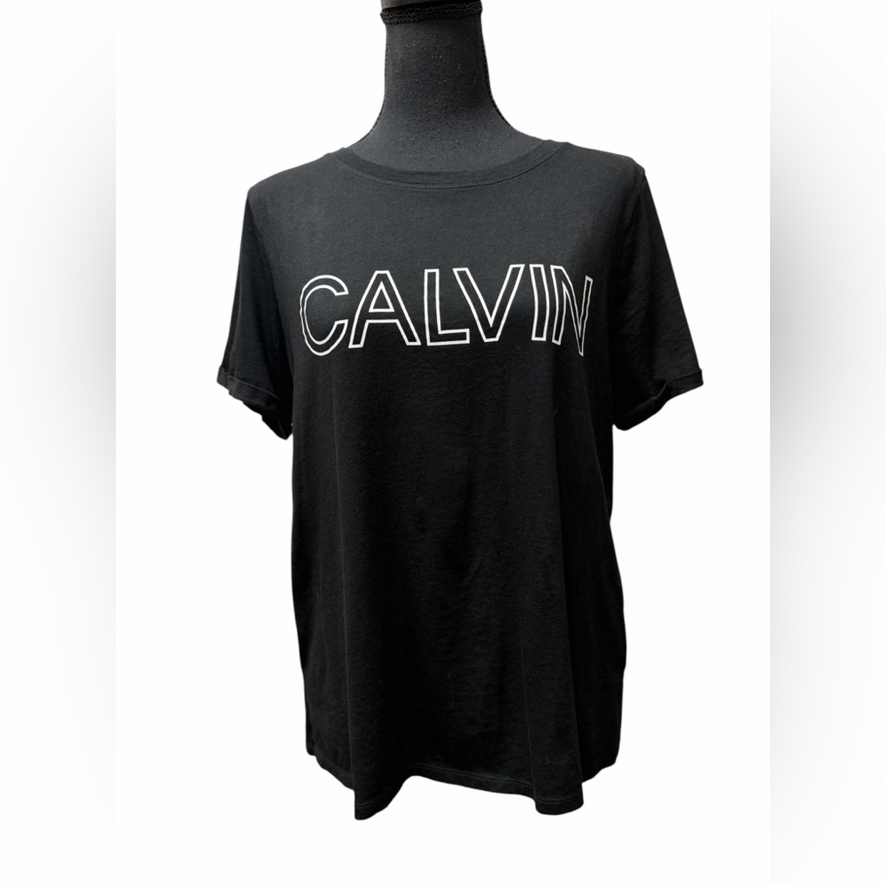 Calvin Klein Black Graphic Logo Tee Soft Modal Blend T-Shirt Size L